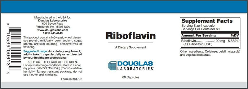 Riboflavin B-2 Douglas Labs Label
