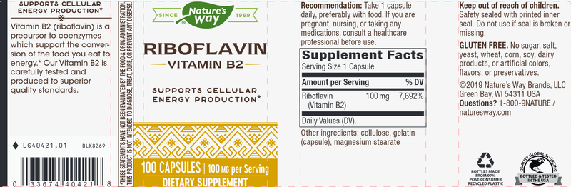 Riboflavin (Nature's Way) Label
