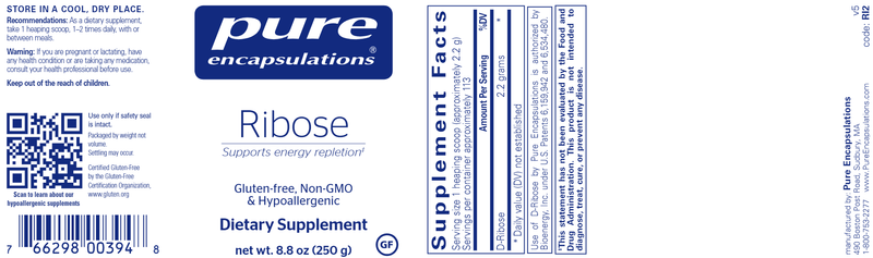 Ribose 250g (Pure Encapsulations)