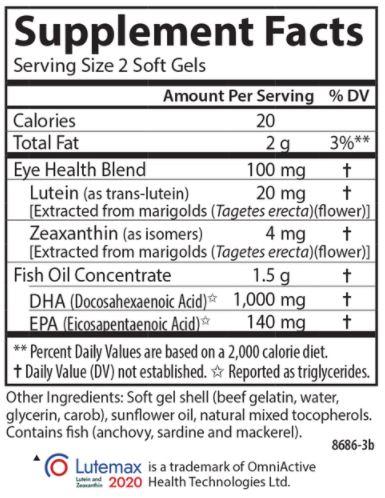 Right for the Macula Supplement Facts Label