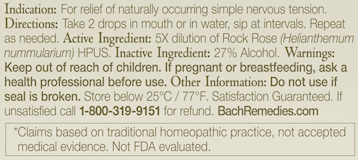 Rock Rose Flower Essence (Nelson Bach) Ingredients