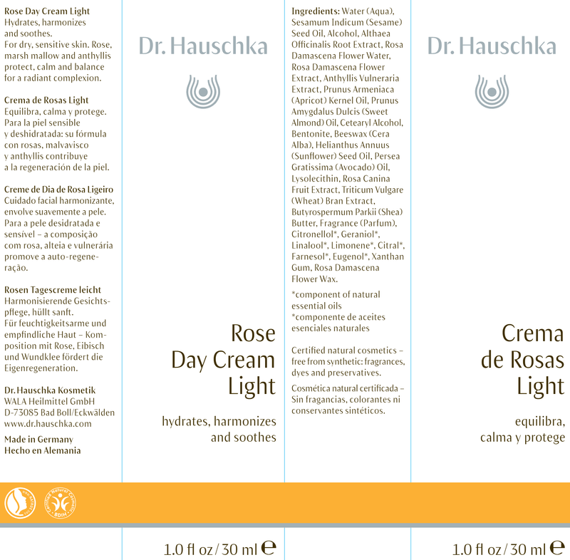 rose day cream light dr. hauschka skincare label