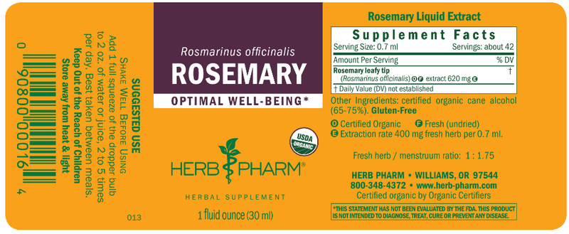 Rosemary label Herb Pharm