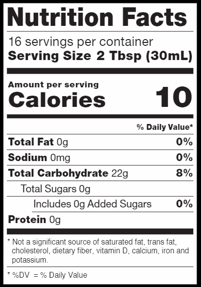 RxSugar Organic Caramel Syrup (RxSugar) Nutrition Facts