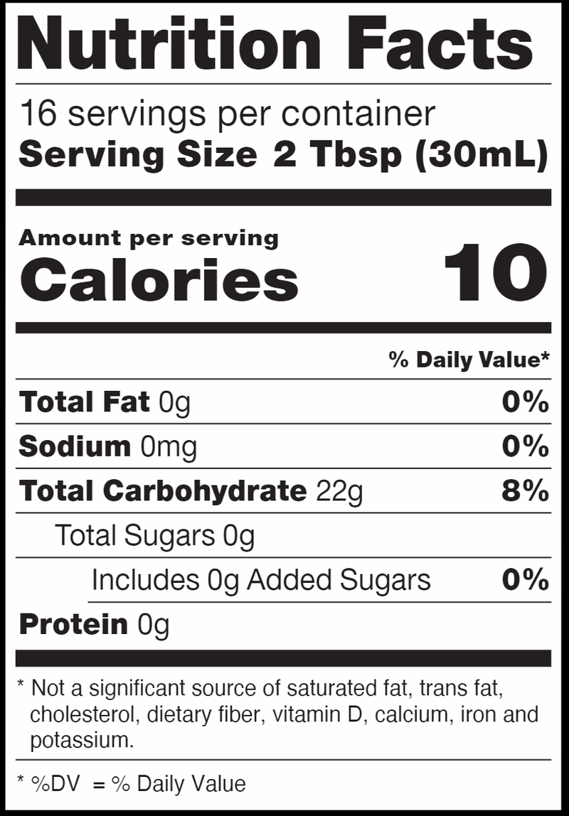 RxSugar Organic Pancake Syrup (RxSugar) Nutrition Facts