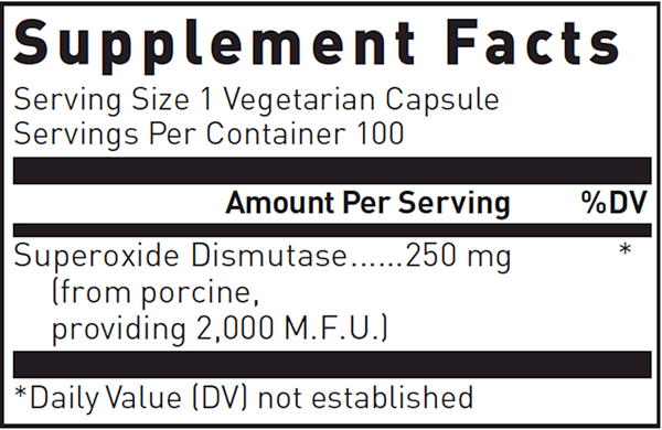 S.O.D. (Superoxide Dismutase) Douglas Labs supplement facts