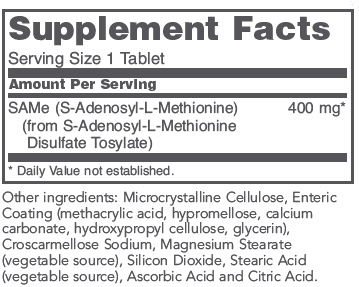 SAMe 400 mg (Protocol for Life Balance) Supplement Facts