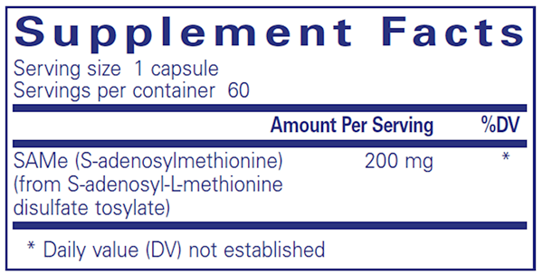 SAMe (S-Adenosylmethionine) (Pure Encapsulations) supplement facts