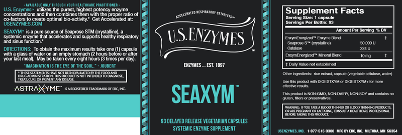 SEAXYM™ Master Supplements (US Enzymes) Label