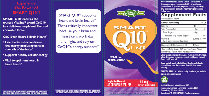 SMART Q10 CoQ10 Maple 100 mg (Nature's Way) Label