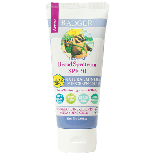 SPF 30 Clear Zinc Sunscreen Cream (Badger)