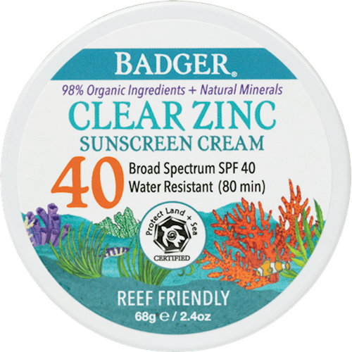 SPF 40 Clear Zinc Sunscreen Cream (Badger)