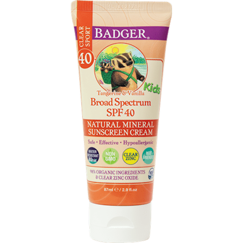SPF 40 Kids Clear Zinc Sunscreen Cream (Badger)