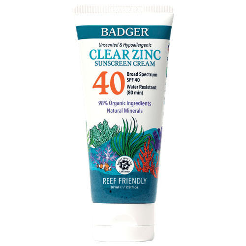 SPF 40 PL+S Clear Zinc Sunscreen Cream (Badger)