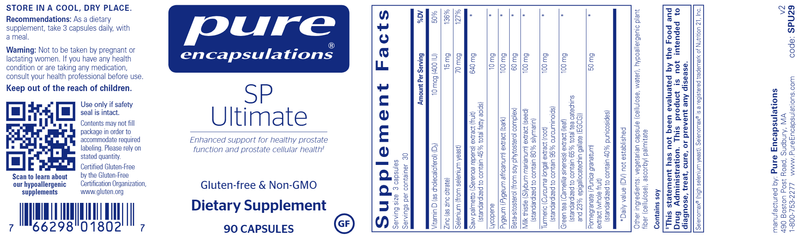 SP Ultimate 90 caps (Pure Encapsulations) label