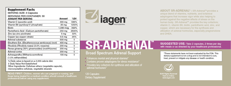 SR-Adrenal Support (Iagen Naturals) Label