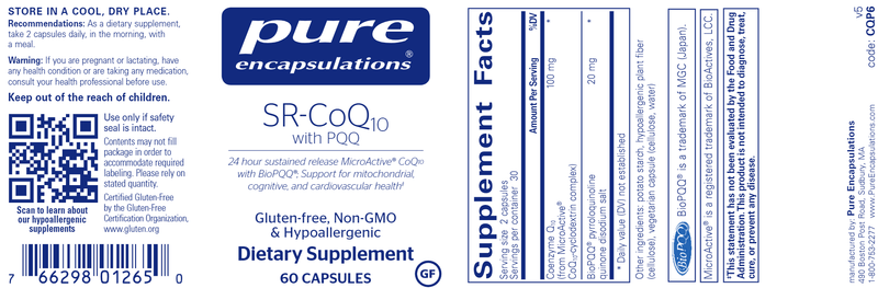 SR-CoQ10 With PQQ (Pure Encapsulations) Label