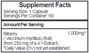 STRIX - Bilberry Extract 1000 mg (Scandinavian Formulas) Supplement Facts