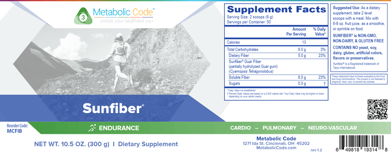 SUNFIBER (Metabolic Code) Label