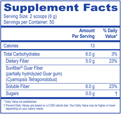 SUNFIBER (Metabolic Code) supplement facts