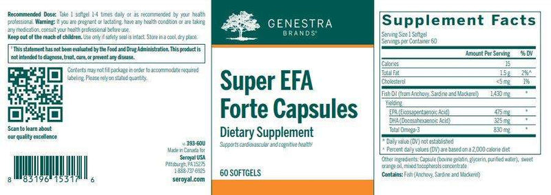 Super EFA Forte Capsules Genestra Label