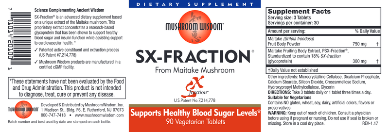 SX Fraction (Mushroom Wisdom, Inc.) Label