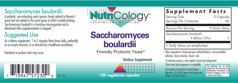 Saccharomyces Boulardii (Nutricology) Label