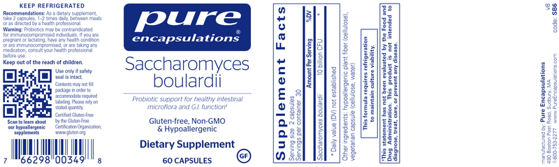 Saccharomyces Boulardii (Pure Encapsulations) label