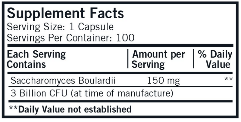 Saccharomyces Boulardii (Kirkman Labs) Supplement Facts