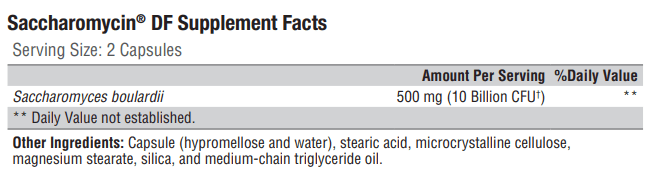 Saccharomycin DF (Xymogen) Supplement Facts