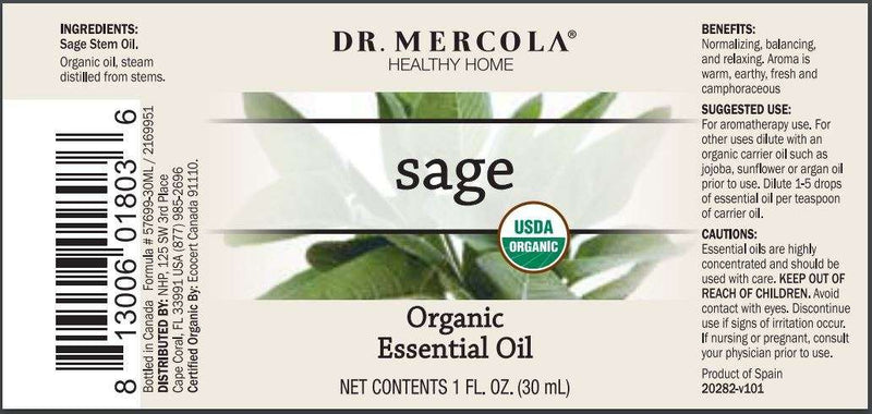 Sage Oil, Organic (Dr. Mercola) Label