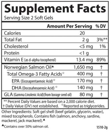 Salmon Oil and GLA (Carlson Labs) Supplement Facts