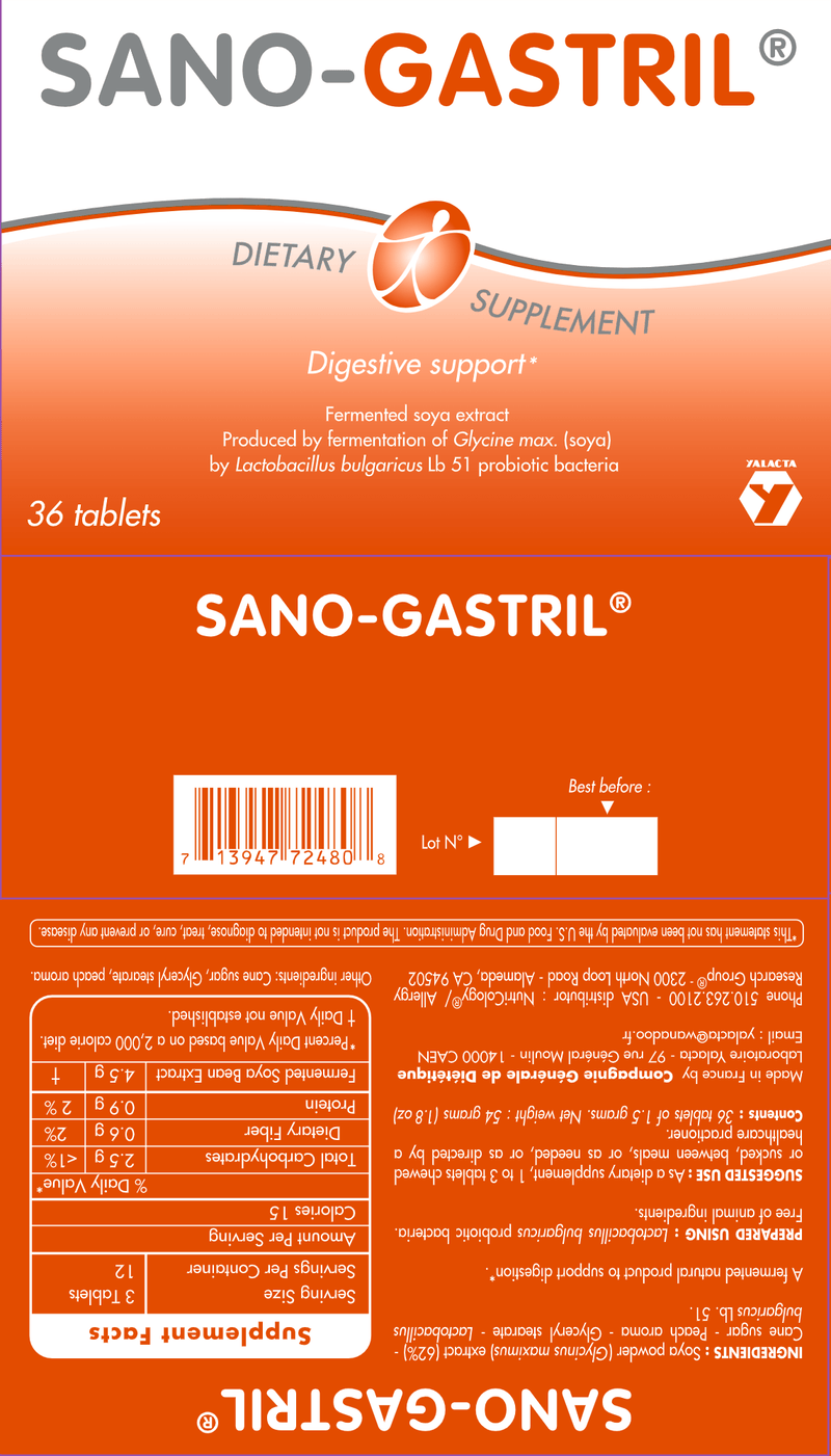 Sano-Gastril® Fermented Soy Extract (Allergy Research Group) label