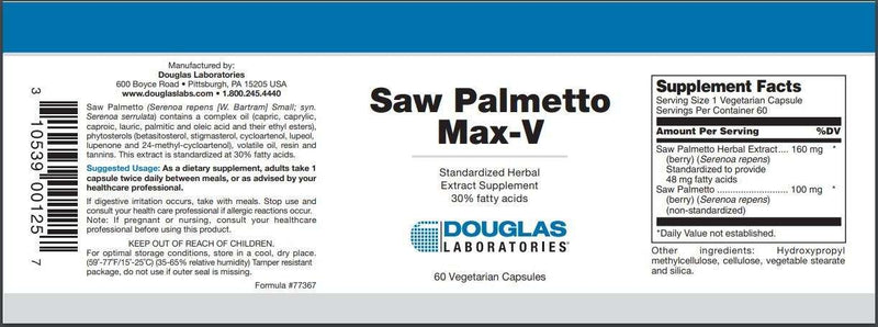 Saw Palmetto Max-V Douglas Labs Label