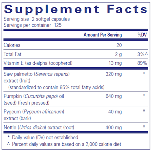 Saw Palmetto Plus 250 caps (Pure Encapsulations) supplement facts