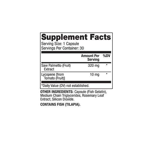 Saw Palmetto with Lycopene (Dr. Mercola) Supplement Facts