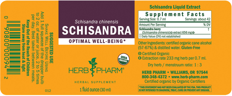 Schisandra label Herb Pharm