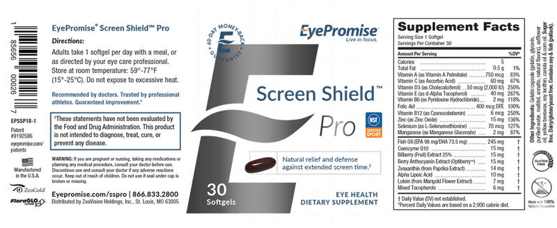 Screen Shield Pro (EyePromise) Label