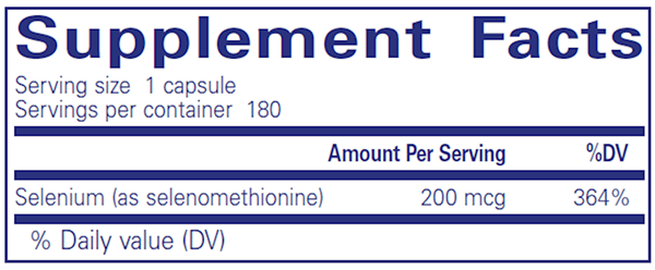 Selenium (selenomethionine) 180 caps (Pure Encapsulations) supplement facts