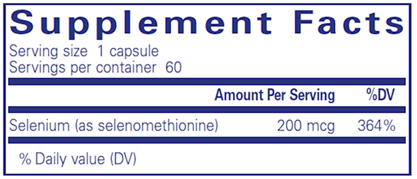 Selenium (selenomethionine) 60 caps (Pure Encapsulations) supplement facts