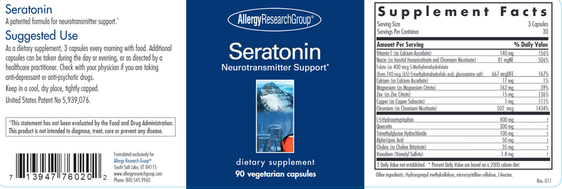 Seratonin (Allergy Research Group) label
