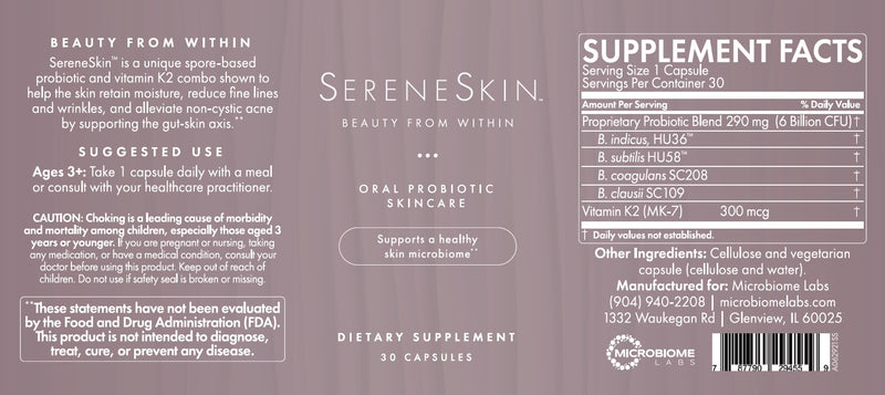 SereneSkin Label Microbiome Labs