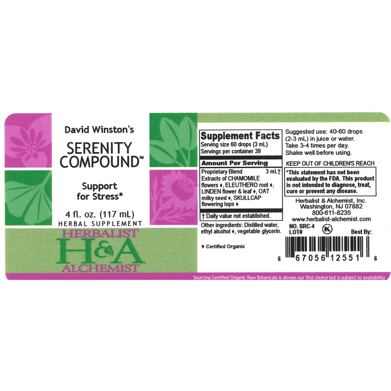 Serenity Compound (Herbalist Alchemist) Label