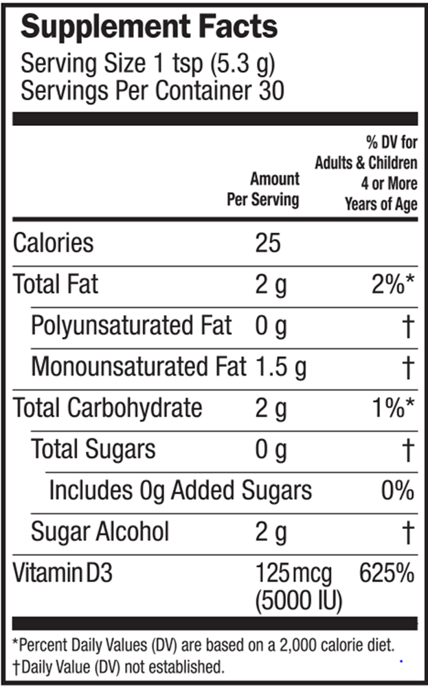 Seriously Delicious Vitamin D3 Strawberry Milkshake (Barlean's Organic Oils) supplement facts
