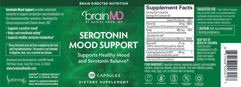 Serotonin Mood Support (Brain MD) Label