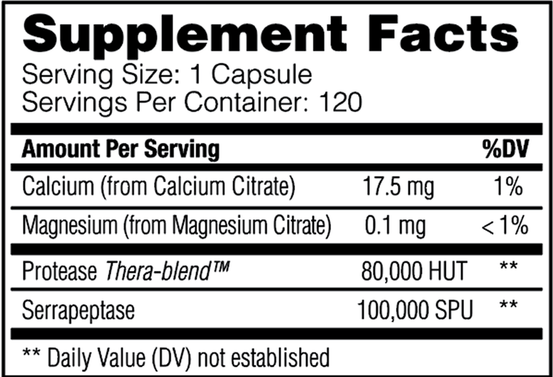Serrapeptase Pro Enzyme Science Supplement Facts