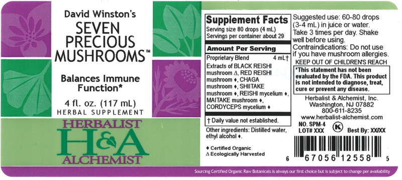 Seven Precious Mushrooms (Herbalist Alchemist) 4oz Label