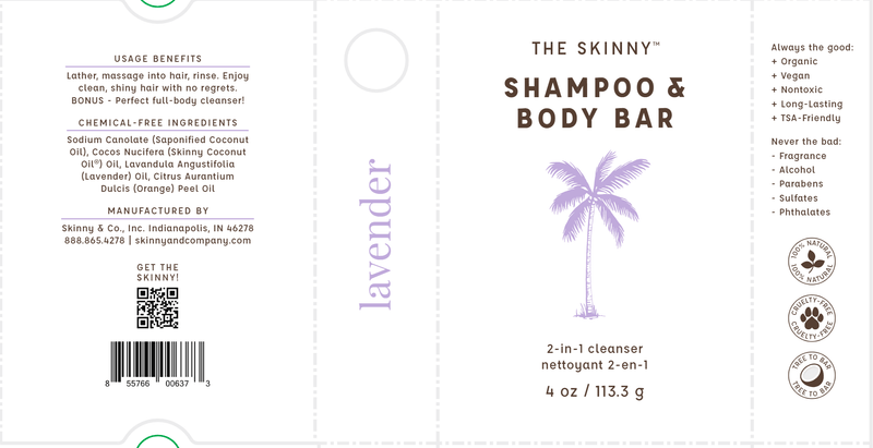 Shampoo & Body Bar Lavender (Skinny & Co.) Label