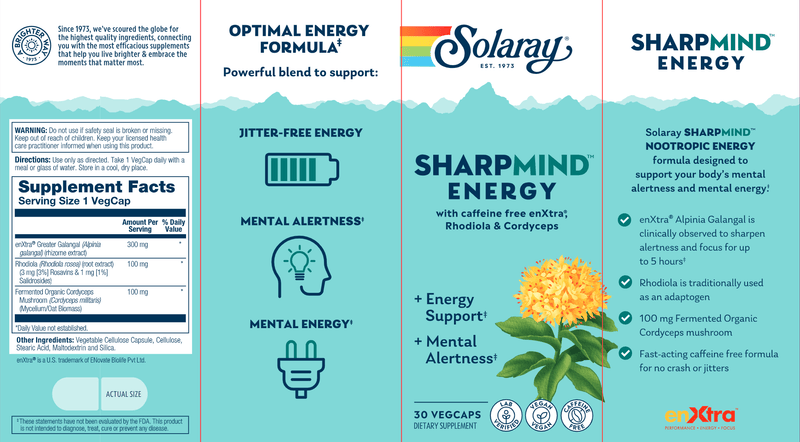 SharpMind Nootropics Energy Solaray label