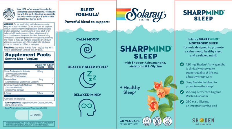 SharpMind Nootropics Sleep Solaray label